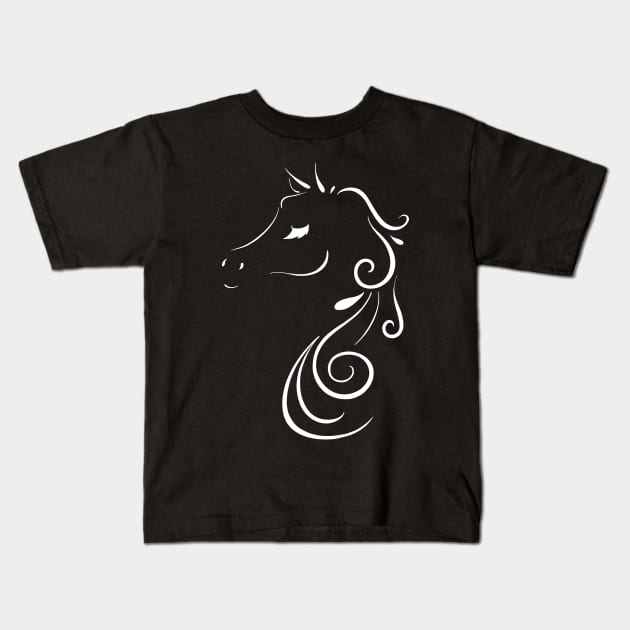 Peaceful White Horse Kids T-Shirt by Lady Lilac